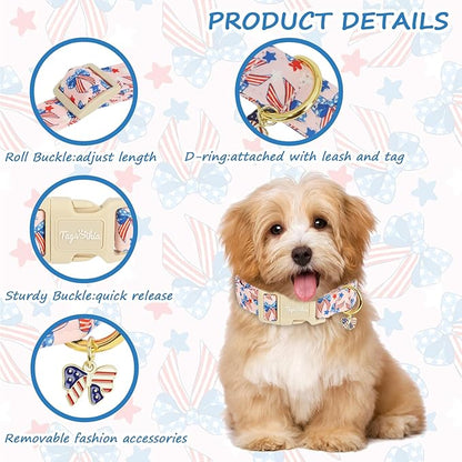 4th of July Independence Day Dog Collar, Cotton Adjustable Pet Collar - Image 3