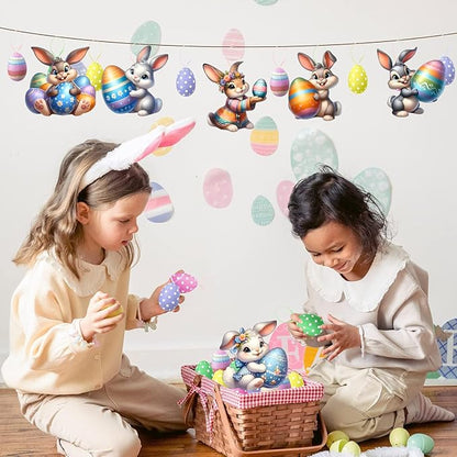 6 Pcs Easter Hanging Ornament Cartoon Cute Rabbit Designs Decoration DIY Crafts - Image 5