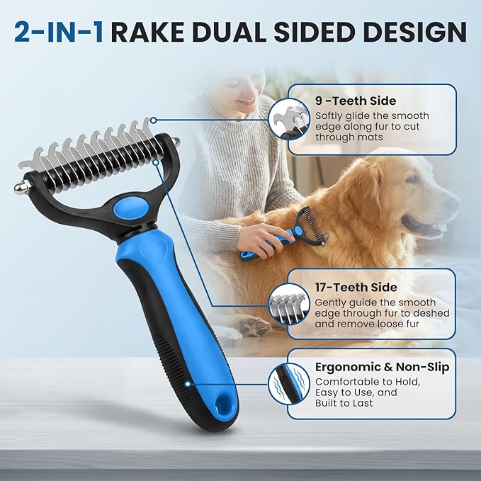 Double-Sided Pet Grooming Rake - Image 2