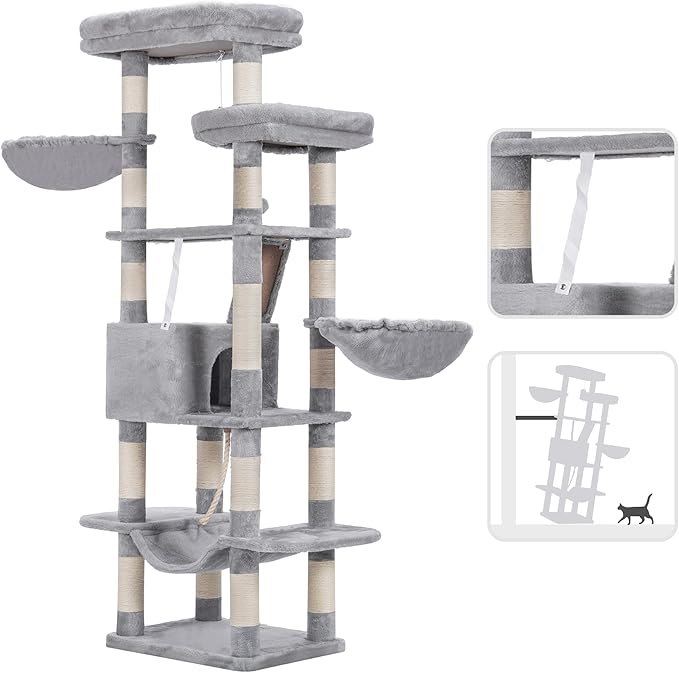 Heybly Cat Tree, 68 inch Multi-Level Cat Tower - Image 5