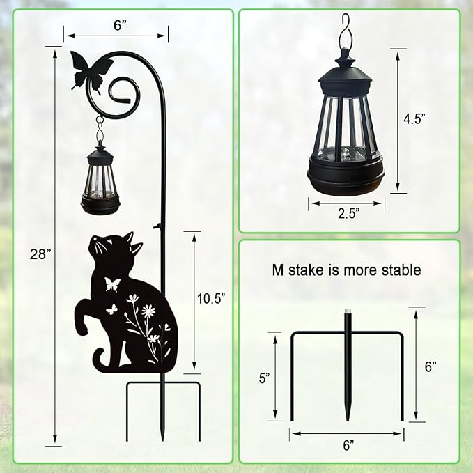 Metal Cat Stake with Solar Lights Outdoor Decorative, Womens Gifts Unique - Image 6