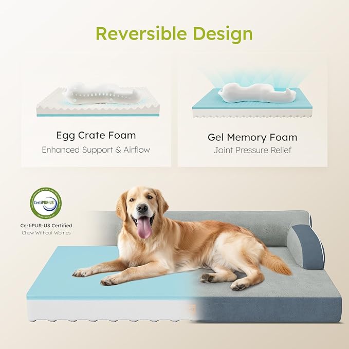 CWAWZ Large Orthopedic Dog Bed, Pet Bed Large Size Dog, Dual-Sided Cooling Beds - Image 3