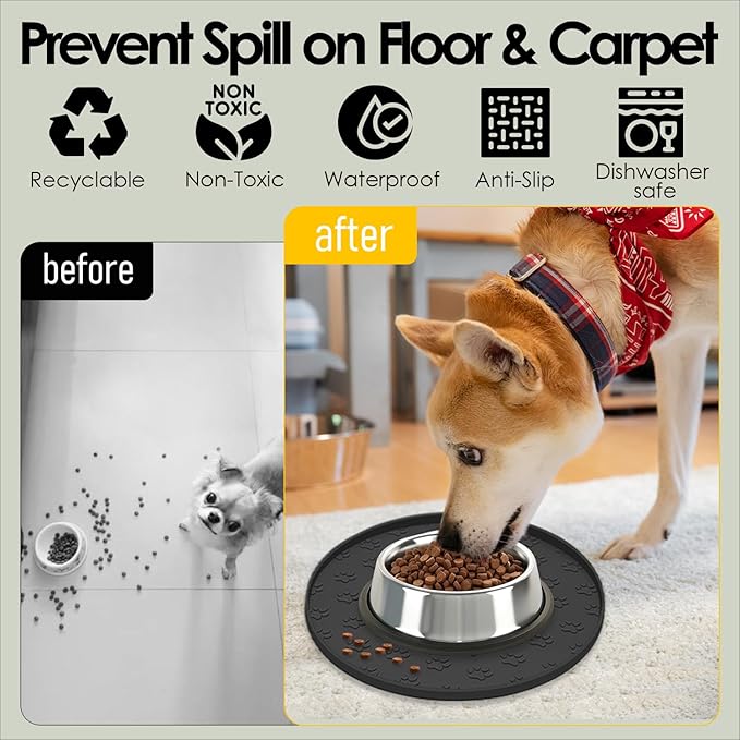 Pet Feeding Mats for Food and Water, Waterproof Anti-Slip Placemats for Dog Cat - Image 2
