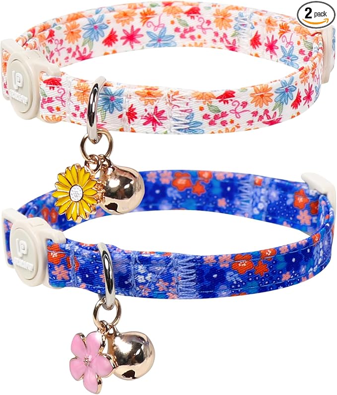Cat Collar, Pretty Flower Kitten Collars by UPURARAPUP