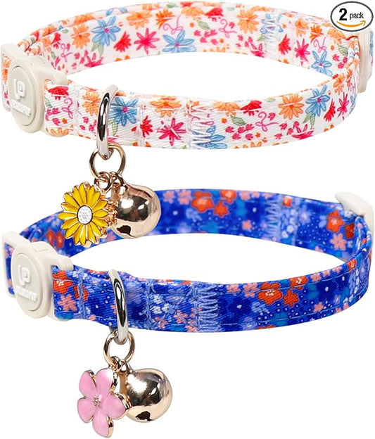 Cat Collar, Pretty Flower Kitten Collars by UPURARAPUP