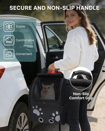 Cat Backpack Carrier with Comfort Handle, Ventilated Cat Backpack with - Image 4