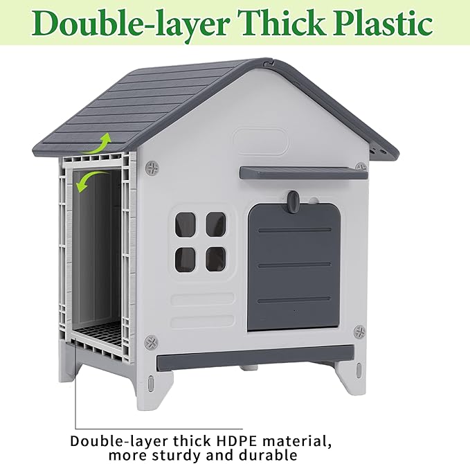 Rabbit Hutch Outdoor Indoor Plastic Waterproof Bunny Cage Enclosure Chew-Proof - Image 4