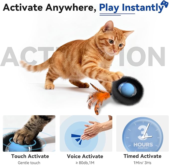 Interactive Cat Toy with Motion Activated Ball & 7-Hole Play Mat, Hide and Seek - Image 4