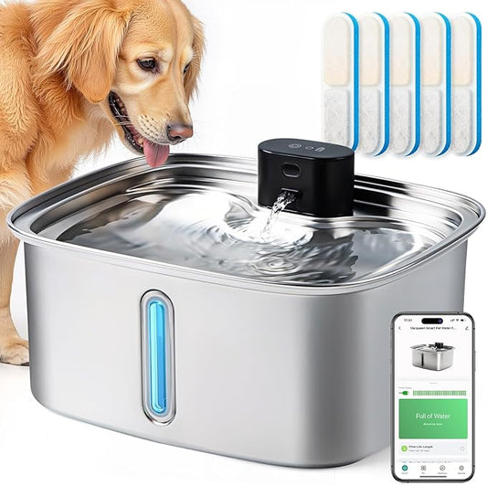 Smart Pet Water Fountain, 10L/338Oz Stainless Steel Cat Water Fountain by Vacqueen