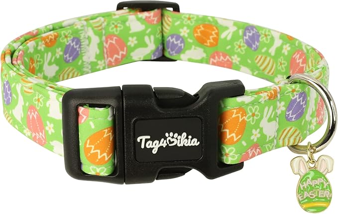 Easter Dog Collar with Cute Easter Bunny & Eggs Patterns, Extra Small Green Dog by Unknown