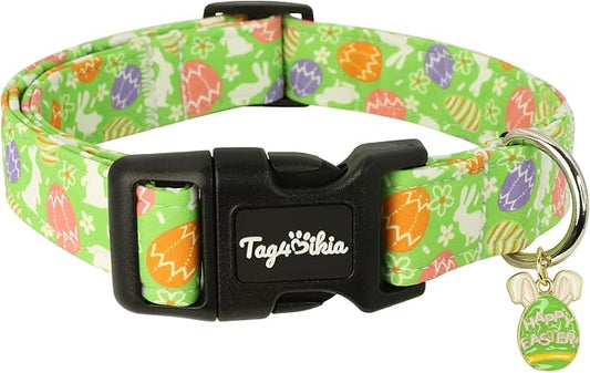 Easter Dog Collar with Cute Easter Bunny & Eggs Patterns, Extra Small Green Dog by Unknown