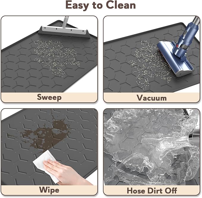 Garoopion Cat Litter Box Mat, Silicone Kitty Litter Mat, Dark Gray - Image 4