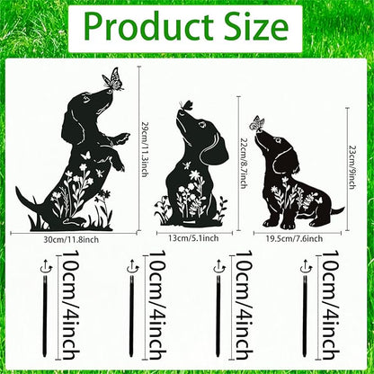 Rngmsi Dachshund Dog Metal Garden Stakes Decor, Dachshund Black Silhouette - Image 2