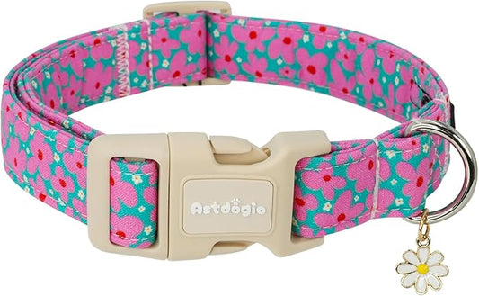 Cotton Floral Dog Collar, Adjustable Puppy Dog Collars by Unknown