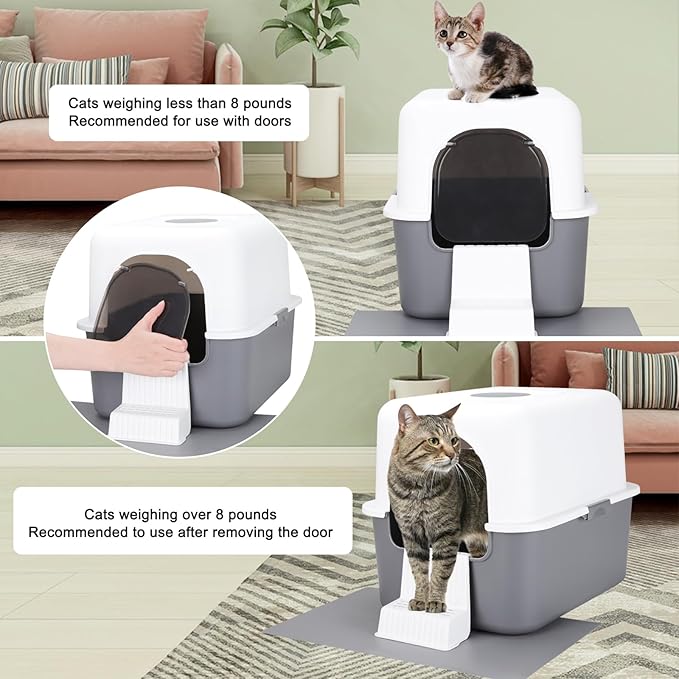 Sfozstra Grey Enclosed Cat Litter Box - Image 4