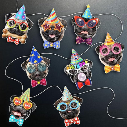 Pug Birthday Garland — Photographic Pug Faces Birthday Banner, Funny Pug Bday - Image 5