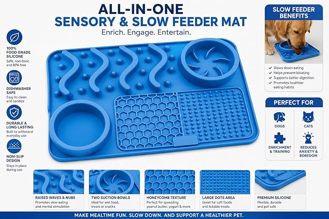 Silicone Dog Feeding Mat with Slow Feeder & Lick Pad - Image 6