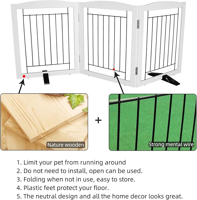 ZJSF Freestanding Dog Fence Indoor, Foldable Dog Gate - Image 6