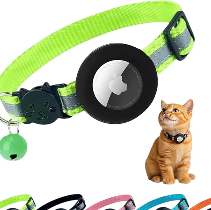 AirTag Cat Collar with AirTag Holder, Breakaway Reflective Cat Tracker Collar by AmazeGoods