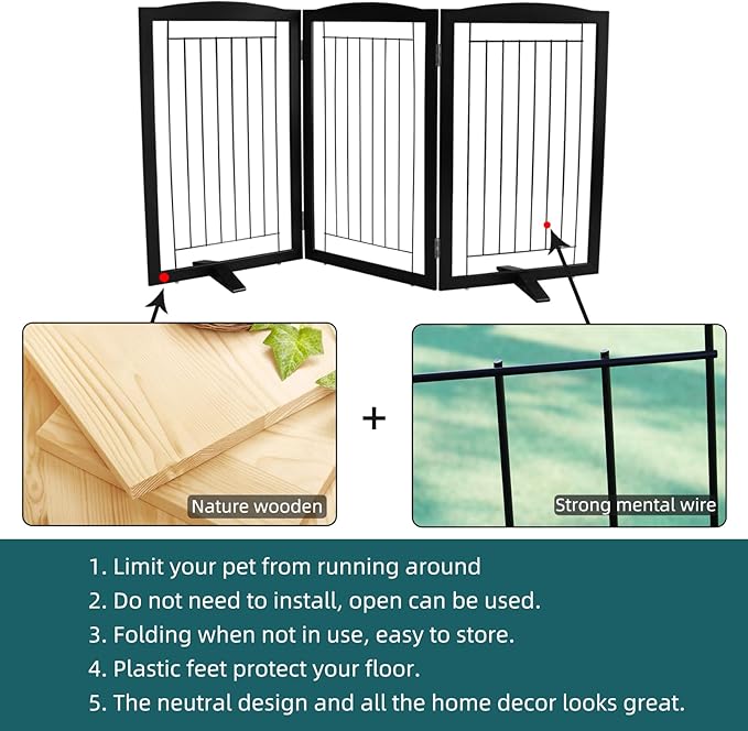 ZJSF Freestanding Dog Fence Indoor, Foldable Dog Gate - Image 6