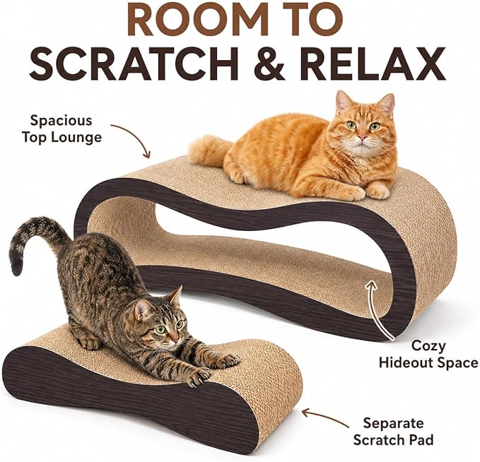 2 in 1 Large Cardboard Cat Scratcher Lounger，Cat Scratching Board - Image 4