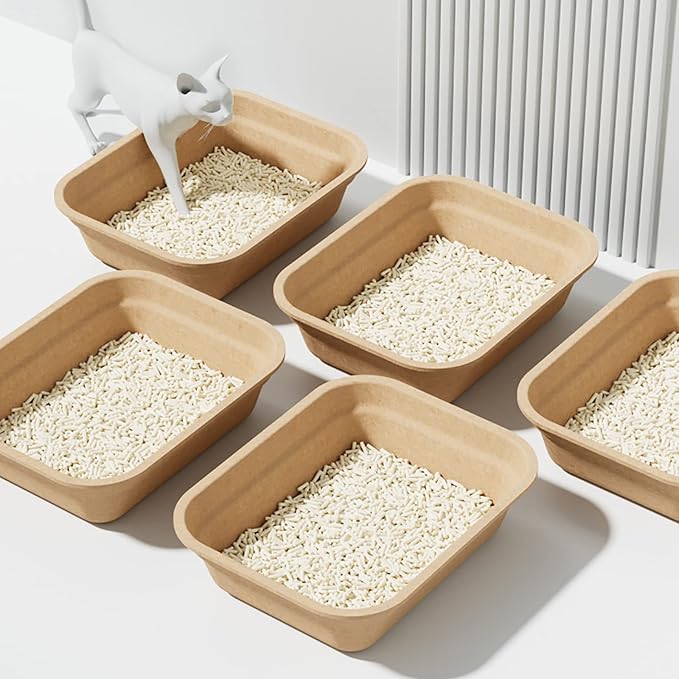 WUWEOT 8 Pack Disposable Cat Litter Box, Paper Cat Litter Tray Pet Litter Pan - Image 6