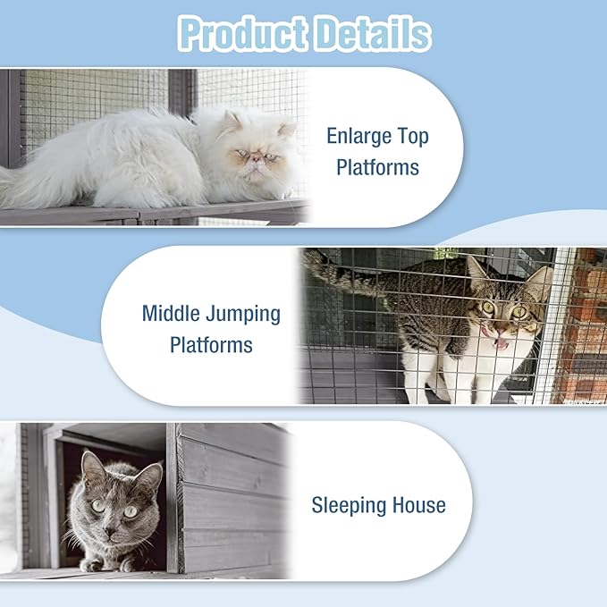 70.1’’ Large Catio Outdoor Cat Enclosure, Weatherproof Walk-in Cat Cage - Image 7