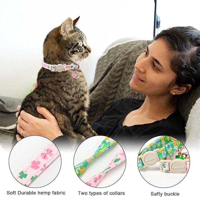 DOGWONG 2 Pack St Patricks Day Cat Collar Breakaway, Safety Adjustable Green - Image 2