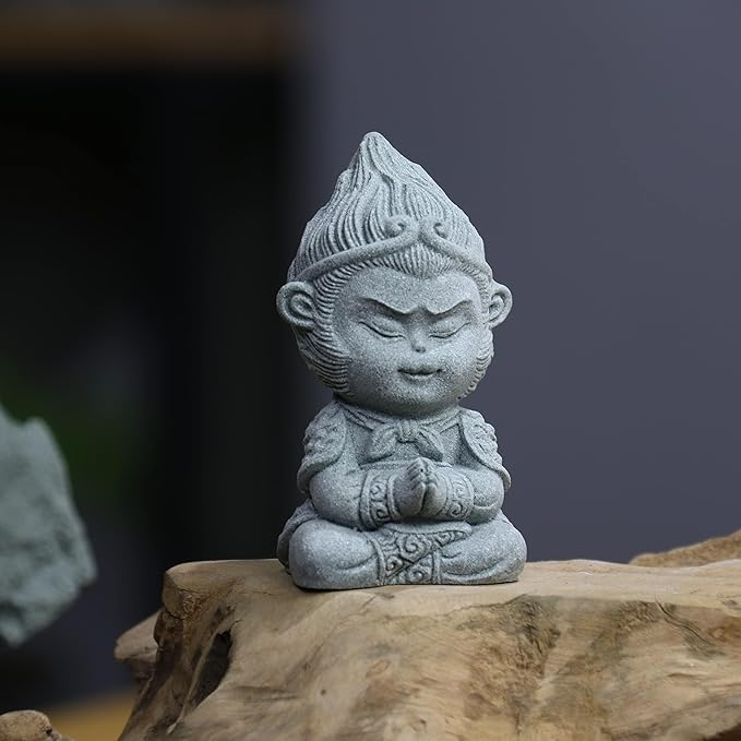 Meditating Buddha Statue Buddha Aquarium Decorations Betta Fish Tank Sandstone - Image 3
