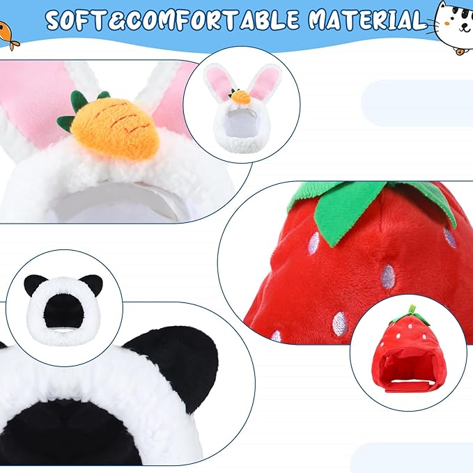Weewooday 5 Pcs Cat Adorable Costume Bunny Hat - Image 3