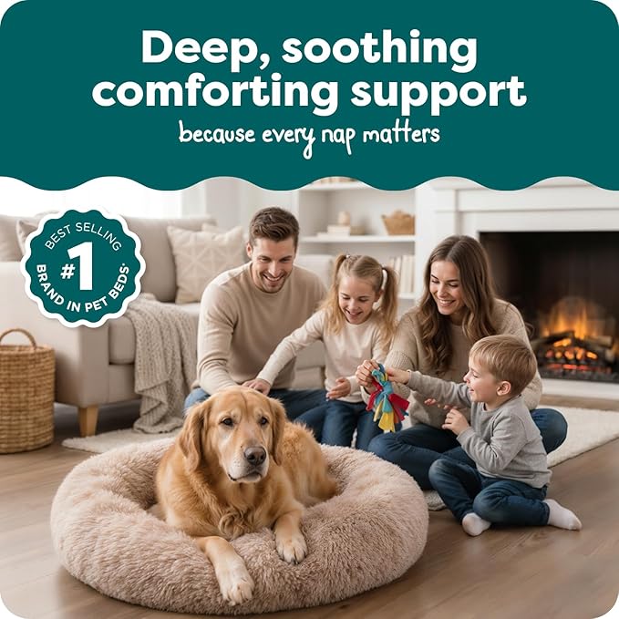 Furhaven 45" Round Calming Donut Dog Bed - Image 2