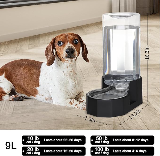 Sfozstra Black 9L Gravity Dog Water Dispenser - Image 3