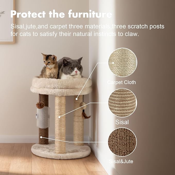 MECOOL 4in1 Small Cat Tree, Scratching Post - Image 3