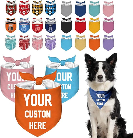 Custom Dog Bandana with Your Own Logo Text Personalized Dog Scarf Triangle Bibs by Roseshore