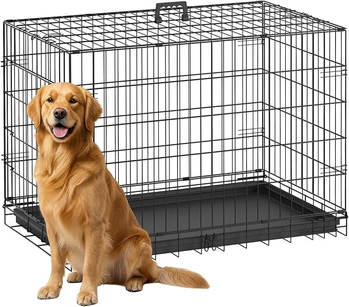 FDW Dog Crate 36-Inch Dog Cage Single Door Foldable Metal Kennel by FDW