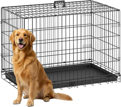 FDW Dog Crate 36-Inch Dog Cage Single Door Foldable Metal Kennel by FDW