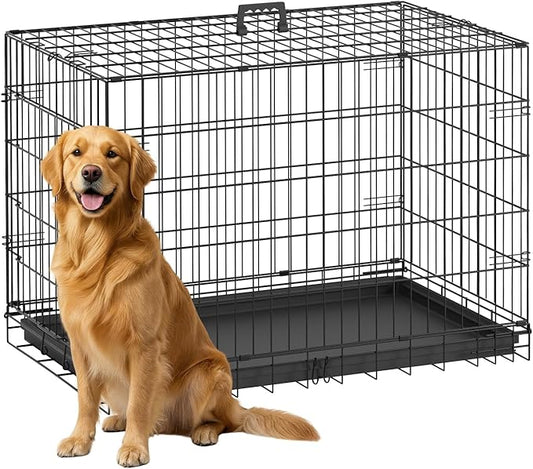 FDW Dog Crate 36-Inch Dog Cage Single Door Foldable Metal Kennel by FDW