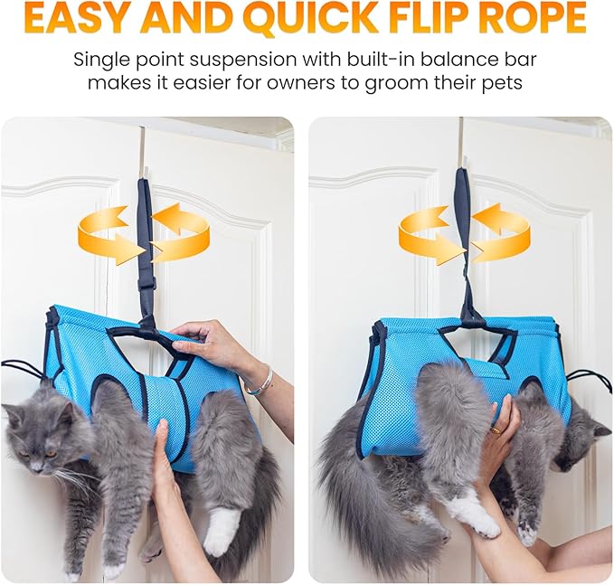 Pet Grooming Hammock for 5-11 lbs Pets, Door-Hook Hanging - Image 3