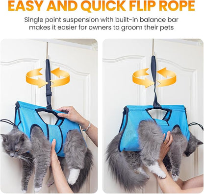 Pet Grooming Hammock for 5-11 lbs Pets, Door-Hook Hanging - Image 3