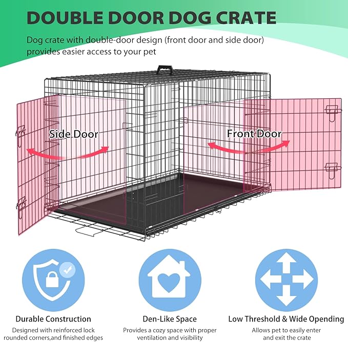 BestPet | Dog Crate | 24" | Black | Foldable Metal Kennel - Image 3