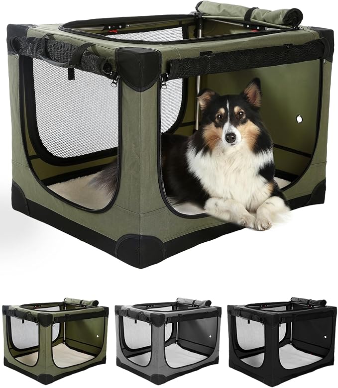 Veraste 24" L x 17" W x 17" H Collapsible Travel Dog Crate, Portable Soft Dog by Veraste