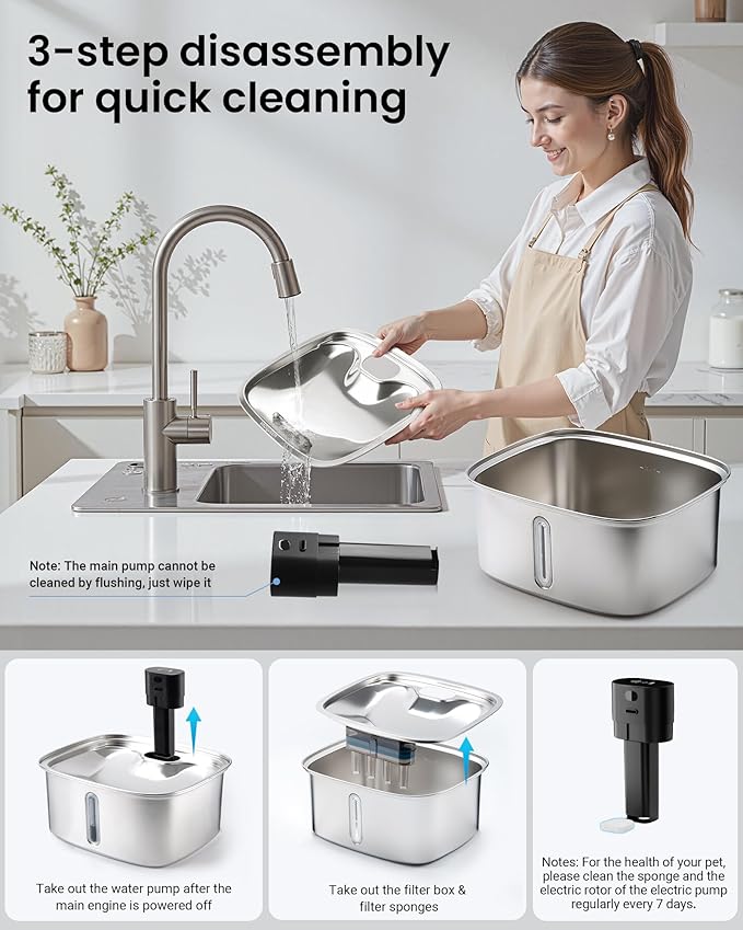 Smart Pet Water Fountain, 10L/338Oz Stainless Steel Cat Water Fountain - Image 8