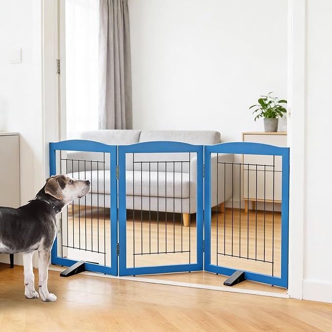 ZJSF Freestanding Dog Fence Indoor, Foldable Dog Gate by ZJSF