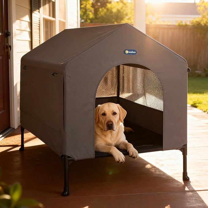Veehoo 41" Dog House, 2-in-1 Large Dog House Outdoor Indoor Weatherproof by Veehoo