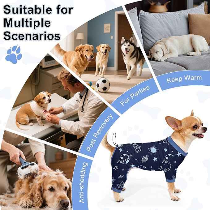 Bienbee Dog Pajamas, 4 Pack Dog Recovery Suit Shedding Suit Cute Soft Puppy - Image 7