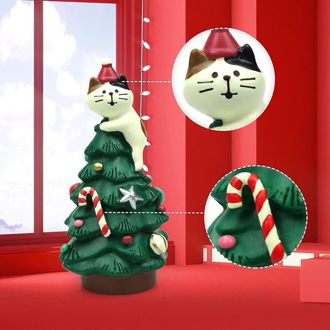 RAQWI 3.3 Inch Cute Cat Resin Christmas Tree Perfect - Image 3