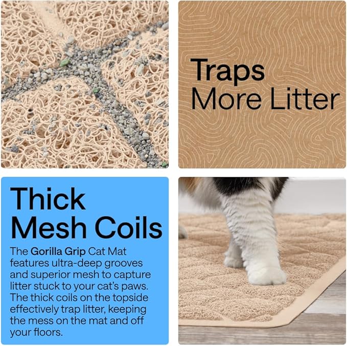 GORILLA GRIP Cat Litter Box Mat, Cushioned Coil Mesh Litter Trapping Mats - Image 3