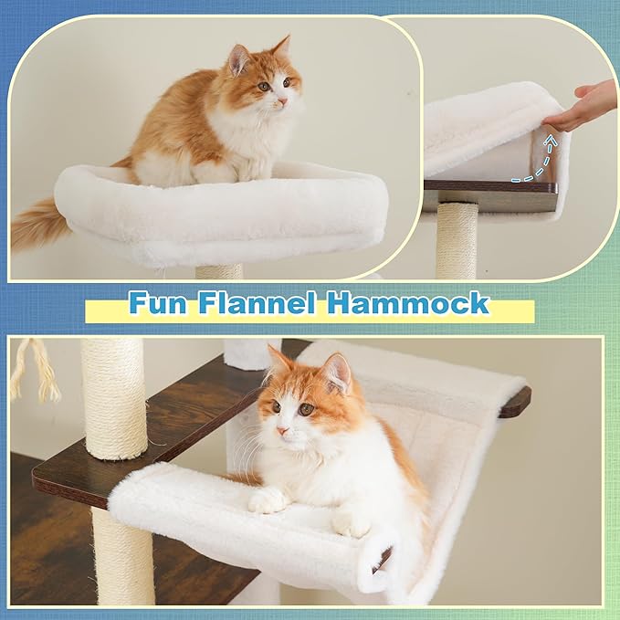 Hey-brother Wooden Cat Tree, 69.7 inch Cats Furniture Tower - Image 5