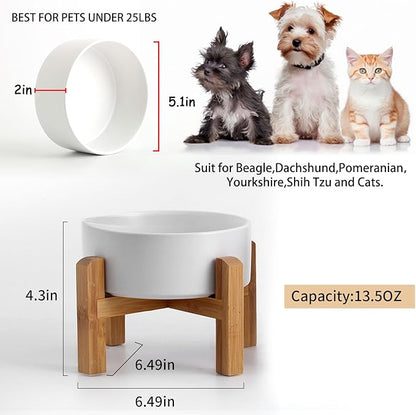 Petygooing White Elevated/Raised Ceramic Dog Bowl - Image 3
