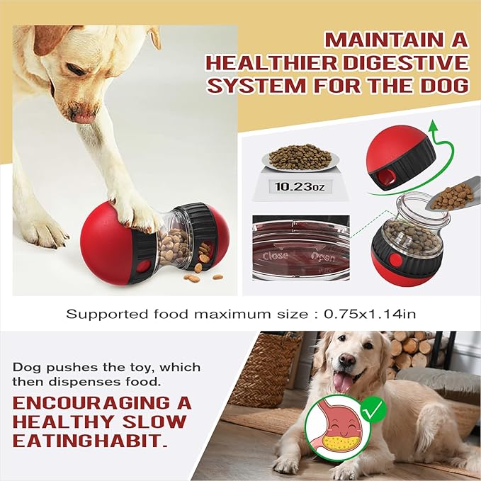 BSISUERM Dog Food Dispensing Puzzle Toy Adjustable Treat Dispenser Slow Feeder - Image 4